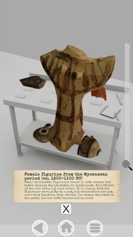 Touchscreen installation showing archaeological objects
